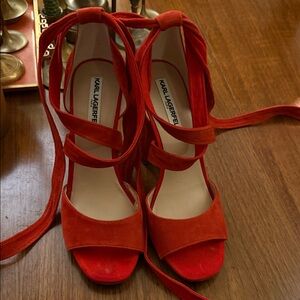 Karl Lagerfeld Strappy Orange Red Heels